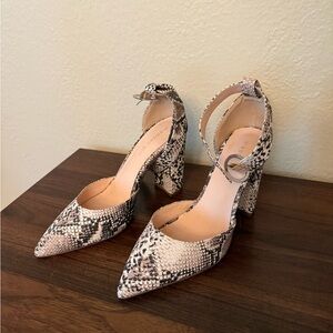 Madden Girl Black and White Heels with Snake Print